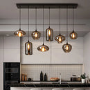 Axyaa Nordic Smoke Gray Glass Chandelier: Modern Industrial Style Hanging Light for Restaurants, Cafes, and Bars