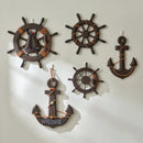 Rustic Anchor & Ship Wheel Wall Decor by Axyaa – Nautical Style Hanging Ornaments