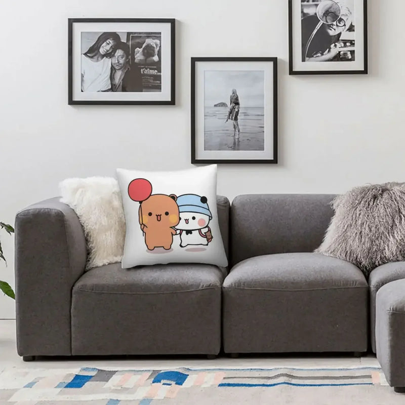 Axyaa Bear and Panda Bubu Dudu Balloon Pillowcase Polyester Creative Zip Home Cushion Cover