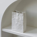Axyaa Pleated Paper Bag Vase: Ceramic Minimalist Scandinavian Boho Decor for Modern Home