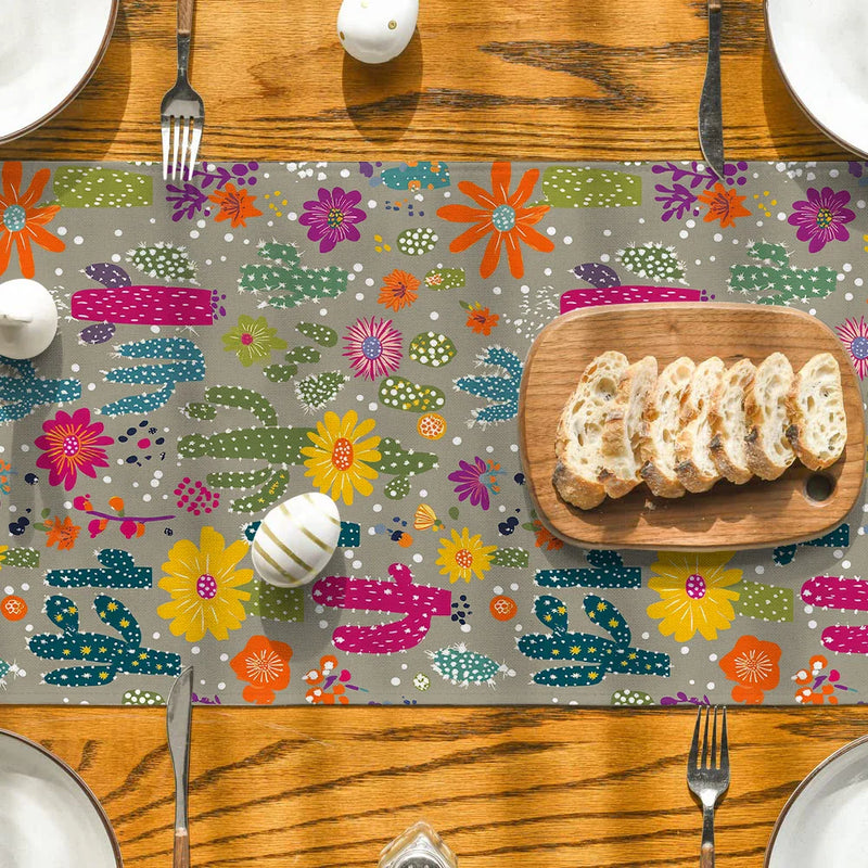 Axyaa Cactus Flower Table Runner for Home and Party Decor