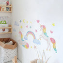 Axyaa Cartoon Unicorn Wall Stickers, Cute Flowers and Castle Decals for Kids Room