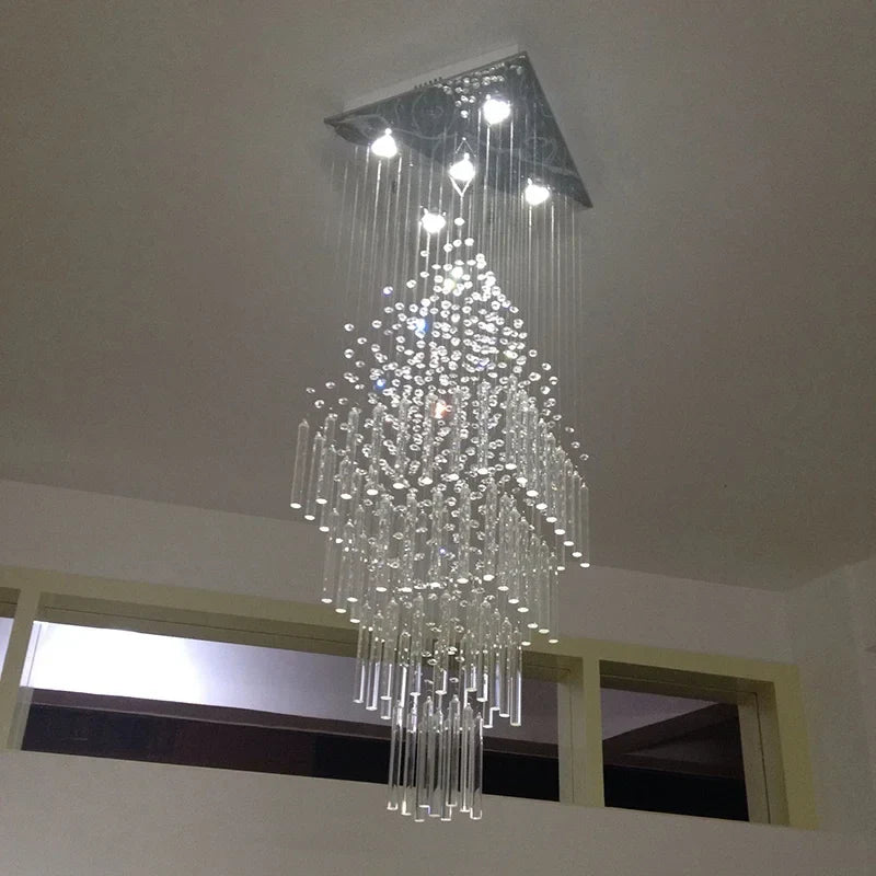 Axyaa Crystal Chandelier Square Base Modern Living Room Light Fixture