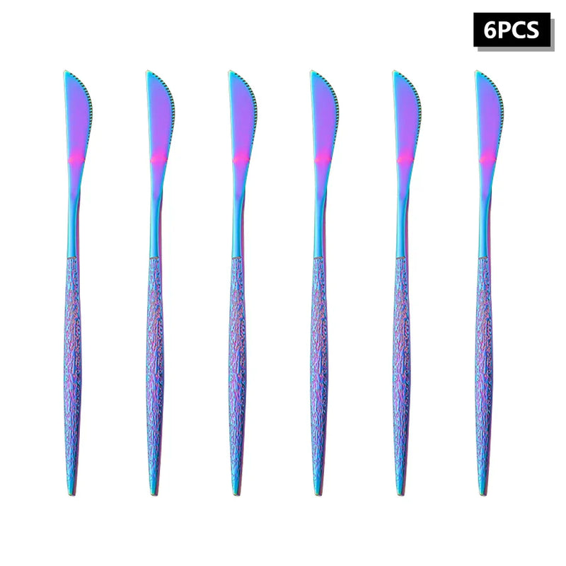 Axyaa Stainless Steel Colorful Cutlery Set with Cracked Handle - Portuguese Style