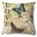Axyaa Rose Butterfly Print Cotton Linen Pillowcase for Modern Living Room Decor