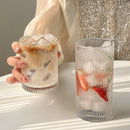 Axyaa Striped Glass Cup for Coffee, Juice, Milk - Ideal for Home & Hospitality