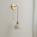 Axyaa Ceramic Copper LED Wall Lamp: Modern Style Pull Chain Switch Bathroom Mirror Lights