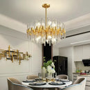 Axyaa Gold Round Crystal Chandelier for Luxurious Living Room Décor