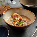 Axyaa Ceramic Ramen Noodle Bowls, Snack & Dessert Plates, Oval Specialty Tableware