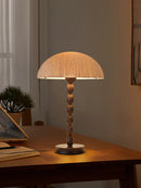 Axyaa Solid Wood Antique Style Rice Paper Table Lamp for Bedroom, Study, Living Room