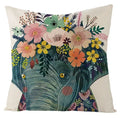 Axyaa Kawaii Flower Linen Pillow Case 45x45 cm Cute Animal Cushion Cover