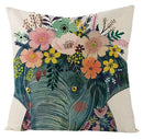 Axyaa Kawaii Flower Linen Pillow Case 45x45 cm Cute Animal Cushion Cover