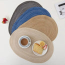 Axyaa Oval Braided Placemats Set for Dining Table in Blue Khaki Cream