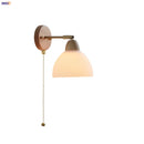 Axyaa Modern Nordic Copper Rotate LED Wall Lights Glass Wood White Bedside Lamp