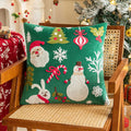 Axyaa Christmas Tree Velvet Embroidered Pillowcase in Red and Green