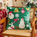 Axyaa Christmas Tree Velvet Embroidered Pillowcase in Red and Green