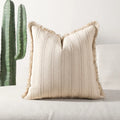 Axyaa Stripe Pillow Cover with Beard Edge for Sofa & Bedroom Décor