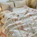 Axyaa Cartoon Rabbit Flannel Blanket: Winter Cozy Throw for Bed, Sofa, Travel
