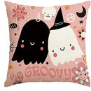 Axyaa Cute Ghost Halloween Pink Throw Pillow Cover 40X40cm