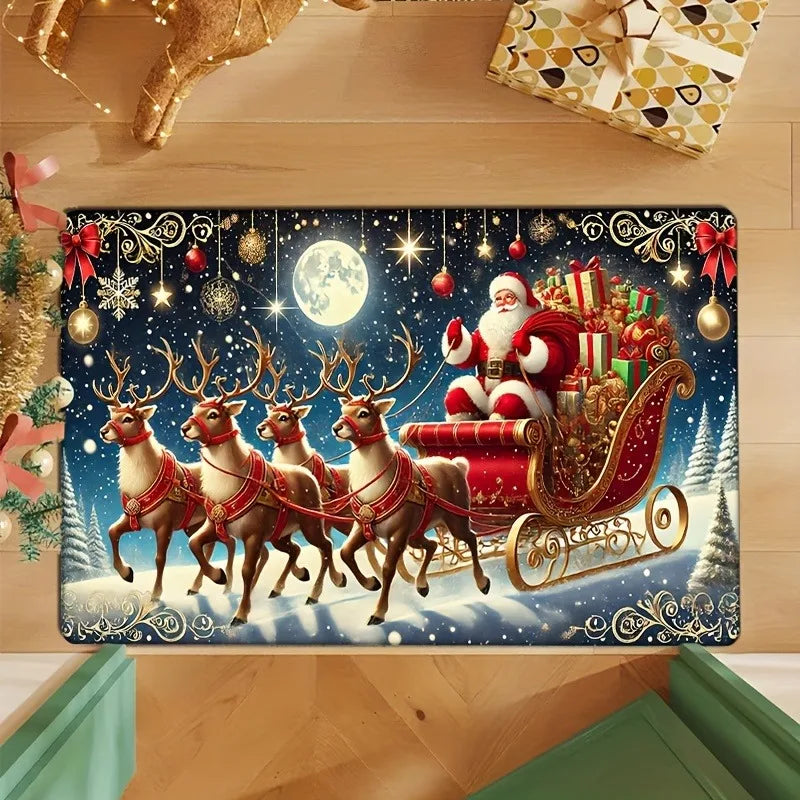 Christmas Santa & Reindeer Door Mat - Axyaa Home Decor