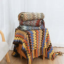 Axyaa Boho Knit Throw Blanket with Tassels | Lightweight Woven Sofa and Bed Decor