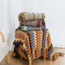 Axyaa Boho Knit Throw Blanket with Tassels - Soft Woven Sofa and Bed Plaid