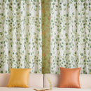 Green Leaves Printed Sheer Voile Curtains by Axyaa - 1 Pair