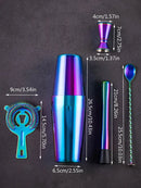 Stainless Steel Rainbow Boston Shaker Set by Axyaa - Bar Tools Kit Party Bartender
