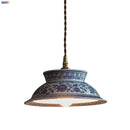 Axyaa Vintage Ceramic LED Pendant Light with Adjustable Socket & Knob Switch