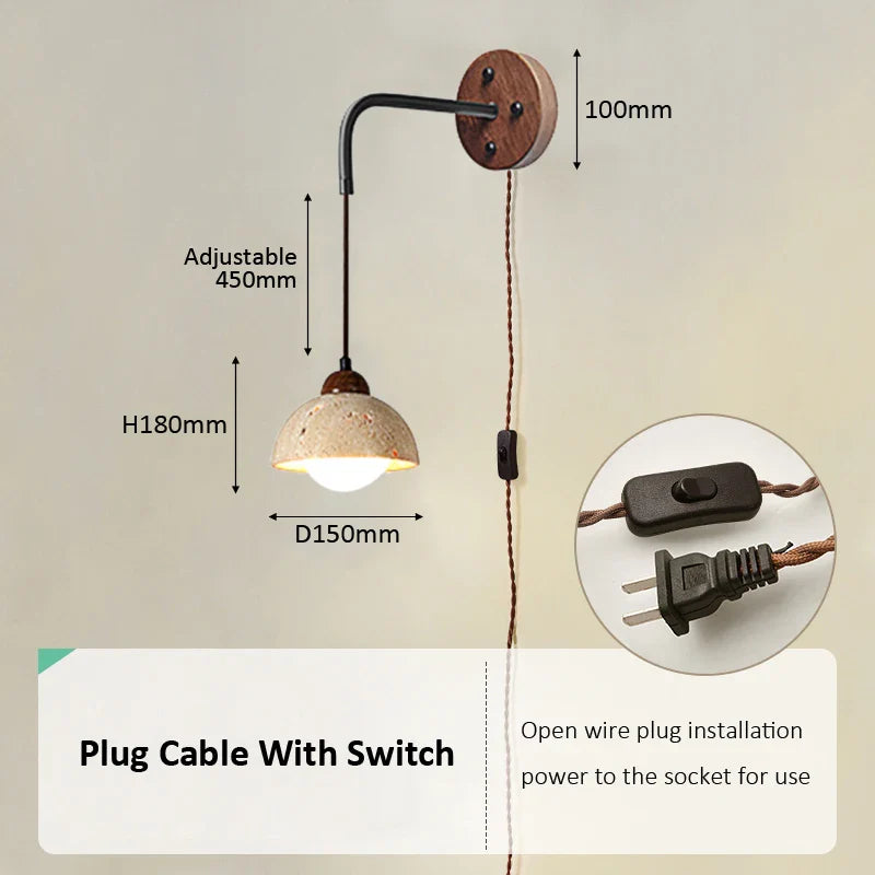 Axyaa Wabi Sabi Stone Wall Lamp: Modern LED Decor for Home, Restaurant, or Bar