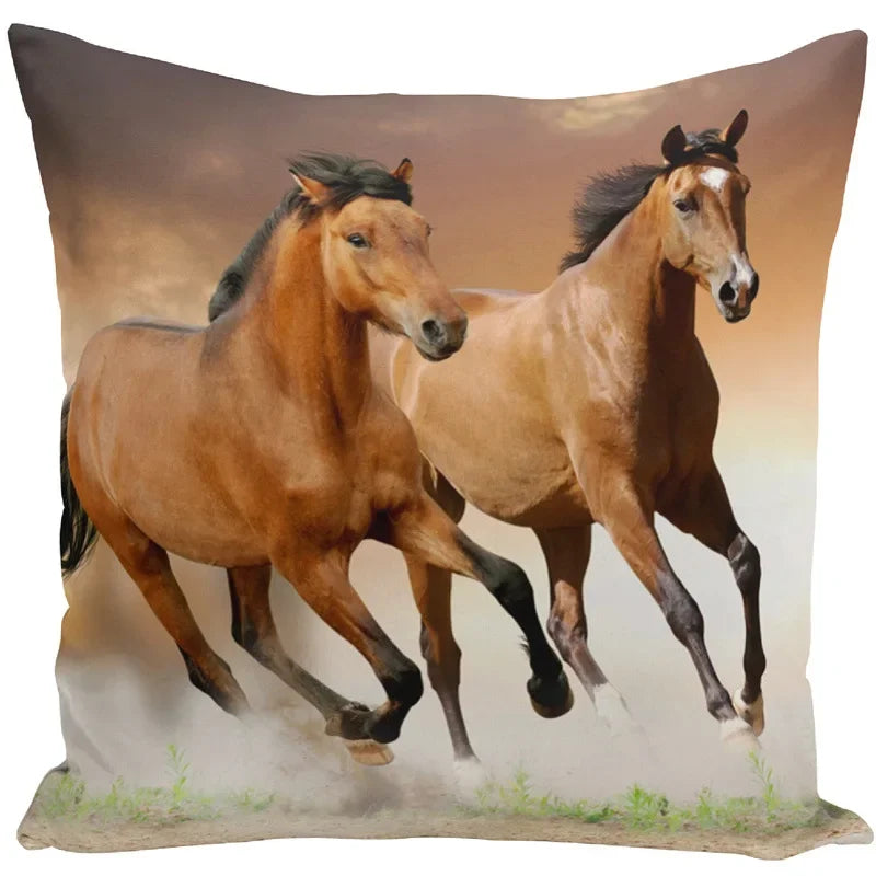 Animal Horse Printed Cushion Cover by Axyaa - Sofa Decor Pillowcase