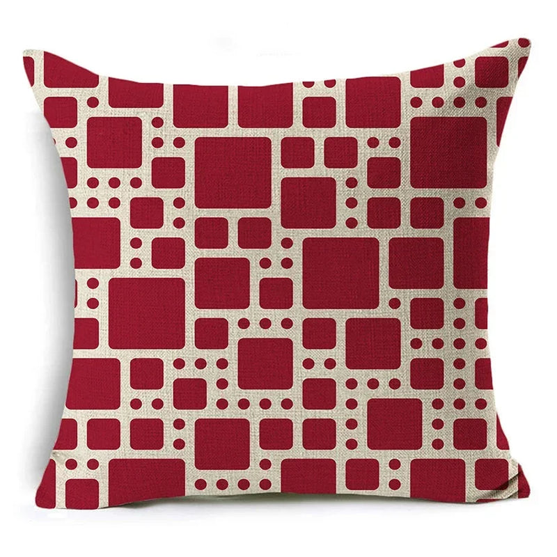 Geometric Linen Seat Cover 45x45cm for Home Decor - Axyaa