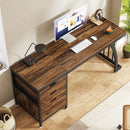 Axyaa 3-Drawer Industrial Computer Desk, 59-Inch Workstation Table