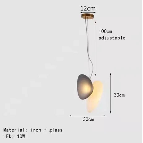 Axyaa Pebble Style Double-Sided Frosted Glass Pendant Light with LED Rope