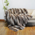 Axyaa Luxury Fox Fur Plaid Blanket for High-End Home Decoration