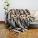 Axyaa Luxury Fox Fur Plaid Blanket for High-End Home Decoration
