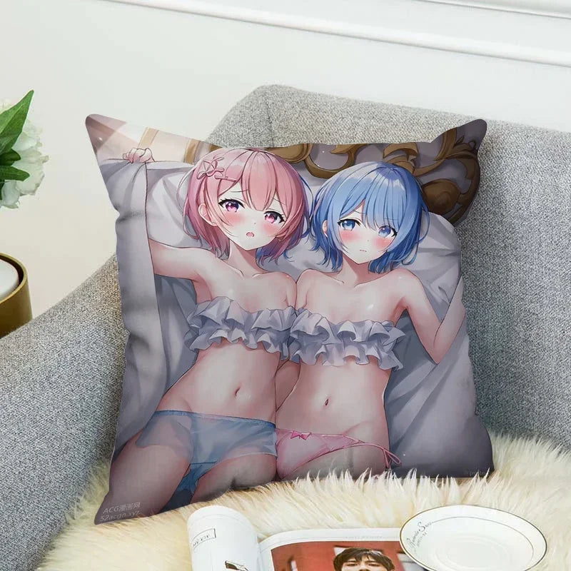 Axyaa 45x45 Cushions Covers for Bed Pillows, Sofa Anime Body Home Decor