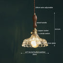Axyaa Modern LED Pendant Light with Wood Handle & Clear Glass