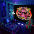 Axyaa Fluorescent Skull Tapestry UV Decorative Cloth Home Wall Art
