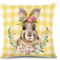 Bunny Floral Egg Print Easter Pillow Covers for Farmhouse Decor by Axyaa