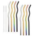 Axyaa Stainless Steel Straw Set - Colorful Metal Straws for Drinks, Coffee, Tea, Juice