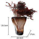 Axyaa Brown Glass Vase Hydroponics Plant Pot for Stylish Floral Arrangements