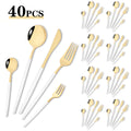 Axyaa Black Gold Stainless Steel Cutlery Set - 40pcs Flatware Dinnerware