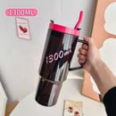 Axyaa 1300ml Tumbler Cup with Handle, Lid, Straw - Big Plastic Travel Drink Bottle