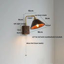 Axyaa Walnut Wood LED Wall Sconce Pull Chain Rotate Vanity Light