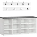Axyaa Shoe Storage Bench with Cushion, 12-Cubby Organizer, 39.4L Capacity