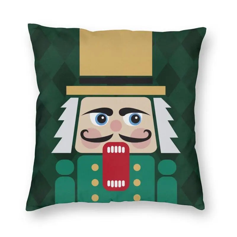 Nutcracker Doll Cushion Cover - Axyaa Square Throw Pillow for Christmas Home Decor