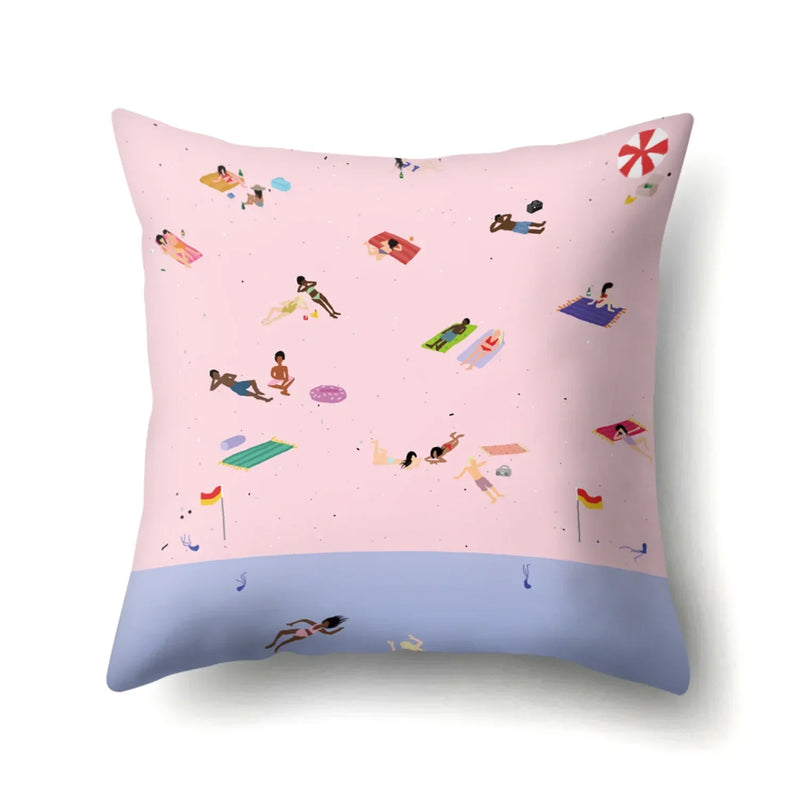 Axyaa Cartoon Abstract Scene Cushion Cover 45x45cm