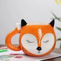 Axyaa Cartoon Fox Ceramic Mug: Cute Hand Drawn Coffee Cup for Kids and Adults