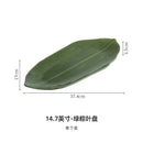 Axyaa Bamboo Leaf Ceramic Dessert Plate: Creative Sushi Kitchen Tableware